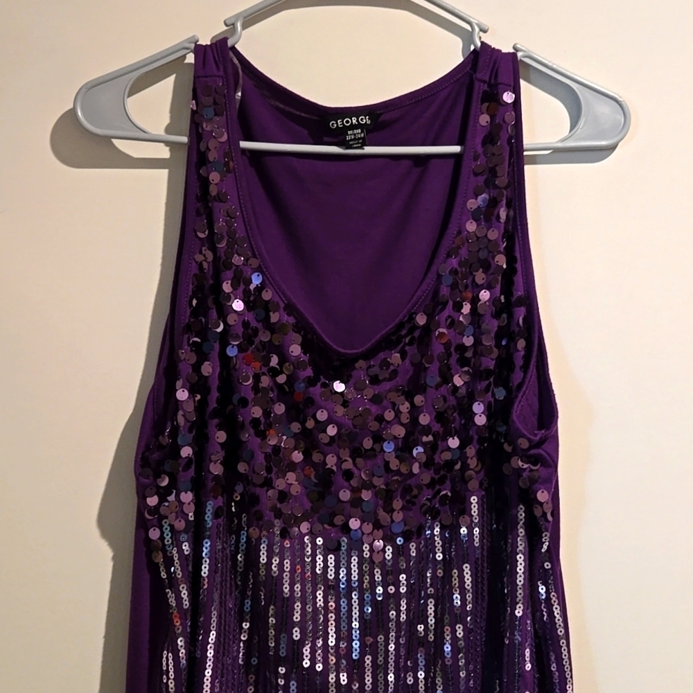 George purple sequined front tank top. Size 3X. - Picture 2 of 6